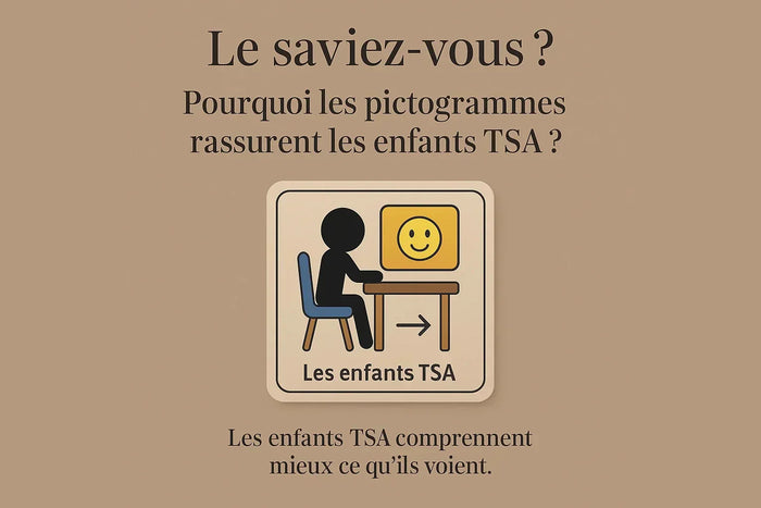 Illustration premium expliquant pourquoi les pictogrammes sont un outil rassurant et essentiel pour accompagner les enfants TSA au quotidien.