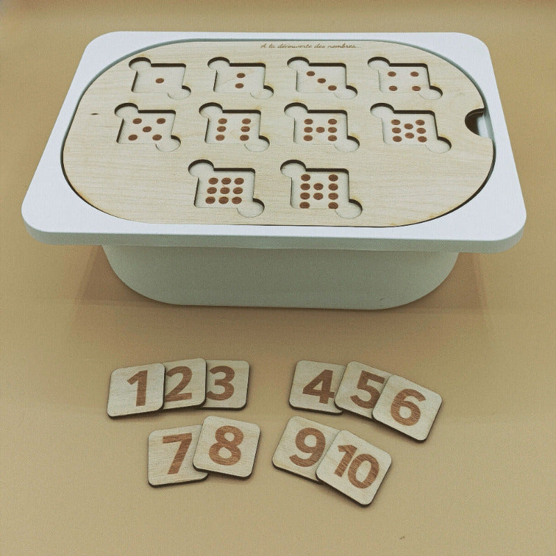 Activité motricité fine avec l’Insert apprentissage Nombres– outil éducatif fait main