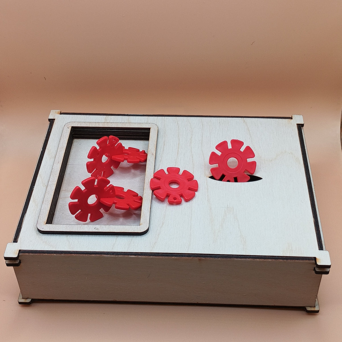 Détail de la Task Box Fleurs Teacch, outil éducatif fait main.